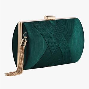 Elegant Green Clutch with Gold Accents